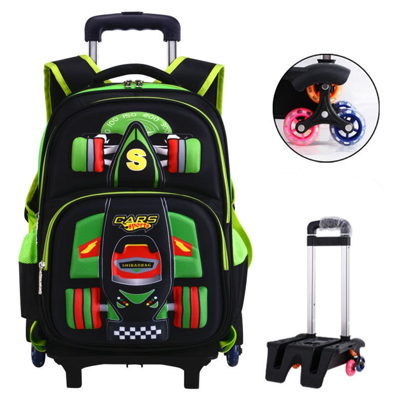 Three Dimensional Car Boys Primary School Trolley School Bag