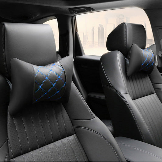 Leather Quilted Car Headrest To Protect Cervical Neck Pillow