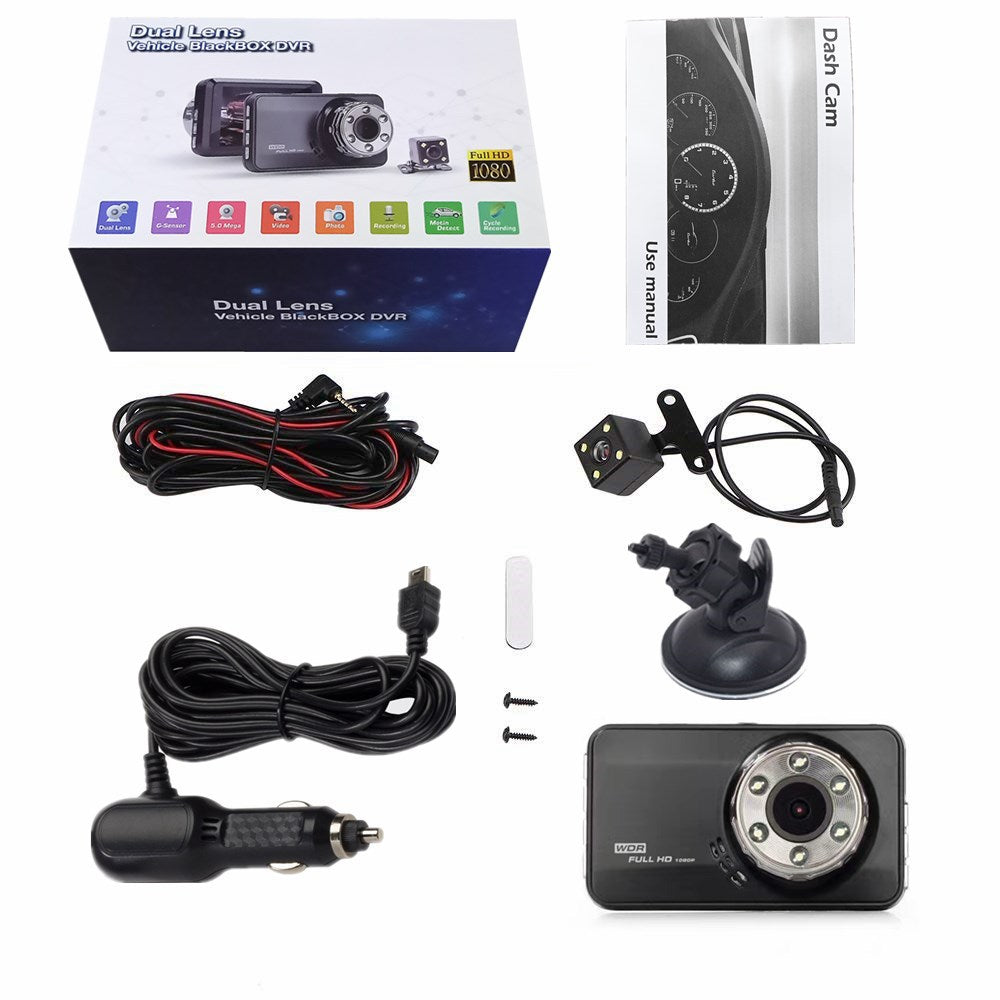 Driving Recorder dual-lens dvr car USB monitoring HD reversing image