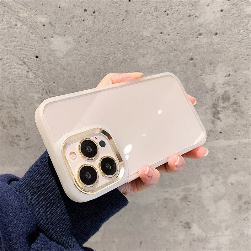 Simple Solid Color Metal Frame Lens Phone Case