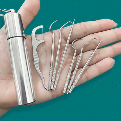 Stainless Steel Toothpick 304 Household Portable Cleaning Tool Toothpick Set 7pcs