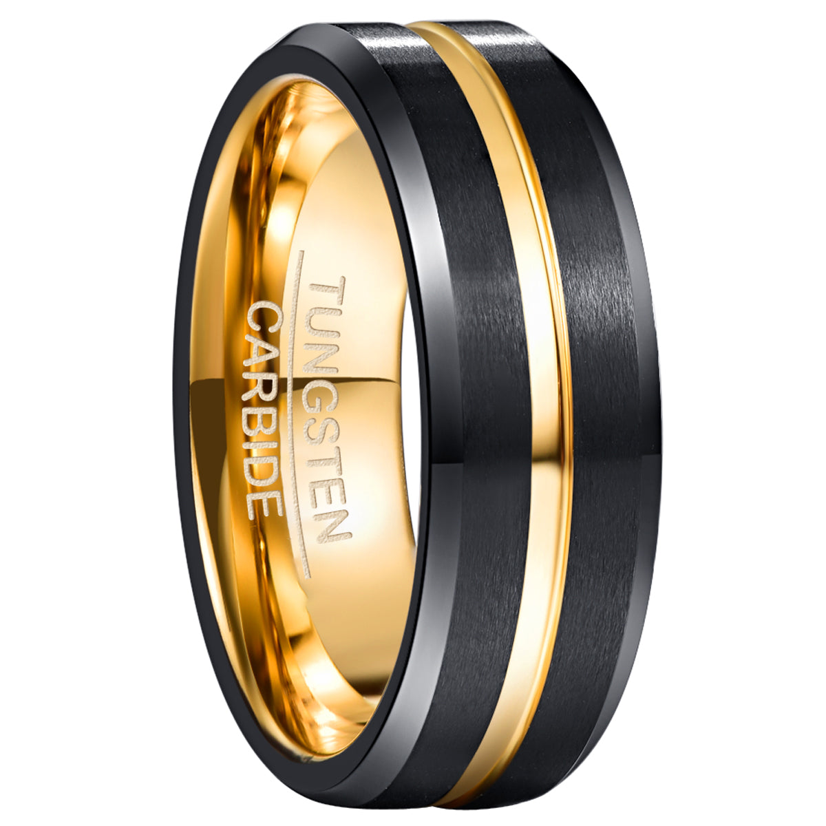 Electroplating Black Gold Frosted Two Tone Men's Tungsten Steel Ring