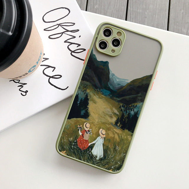 Vintage Cartoon Scenery Girl Phone Case