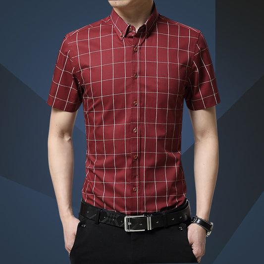 Men's Casual Short Sleeve Plaid Shirt