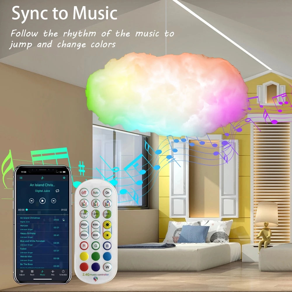 USB Cloud Light APP Control Music Synchronization 3D RGBIC Ambient Light Simulation Clouds