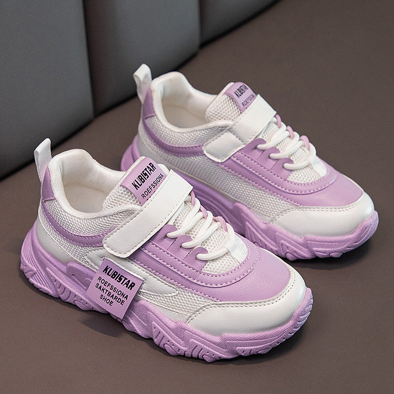 Velcro Breathable Mesh Sports Purple Casual Shoes Lightweight