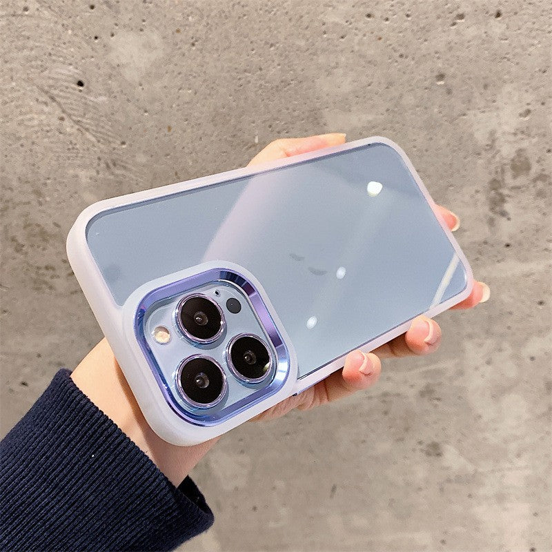 Simple Solid Color Metal Frame Lens Phone Case