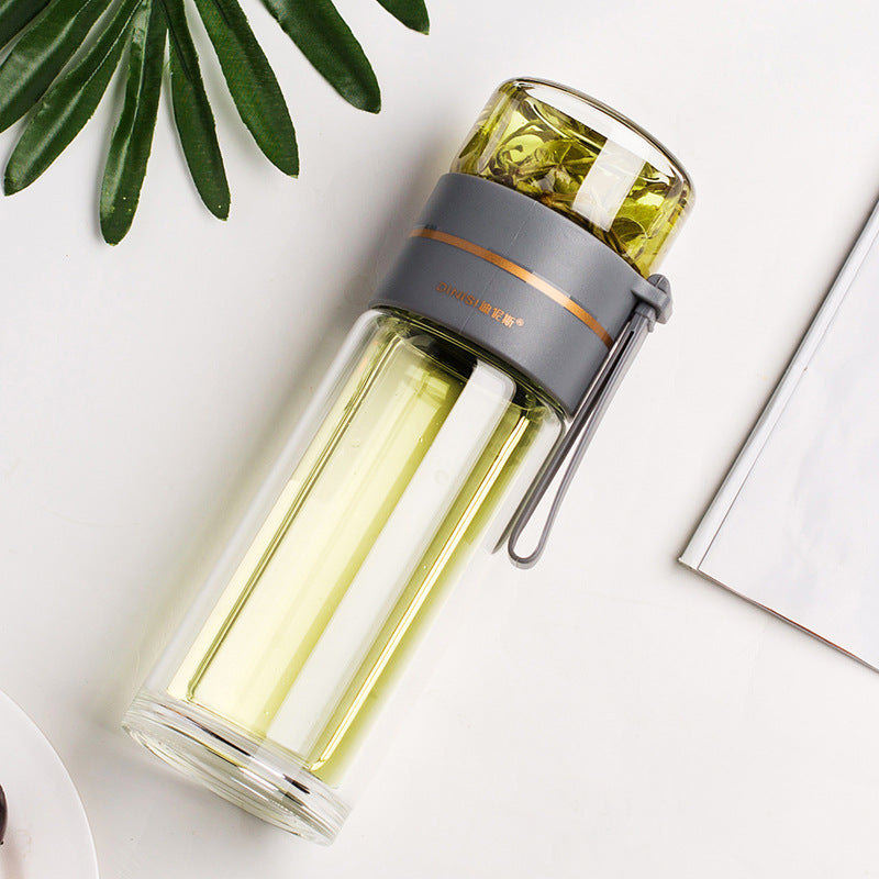 Glass Water Bottle With Tea Infuser Filter and Tea Separation