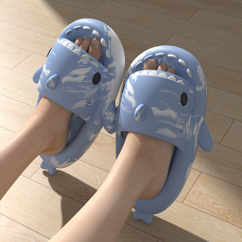 Shark Slippers Tie Dye Bathroom Slippers Couple House Shoes For Women