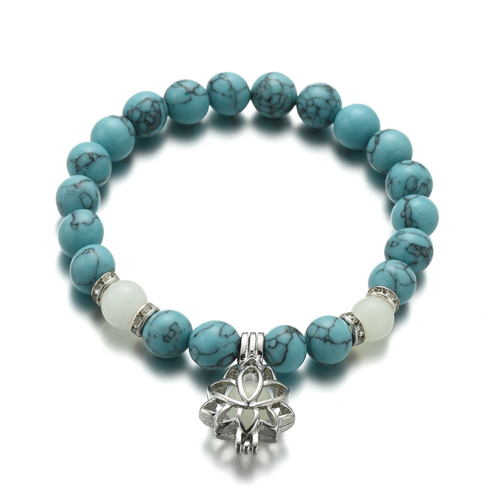 Energy Luminous Lotus Natural Stone Bracelet Charm Beads Bracelet For Men Women