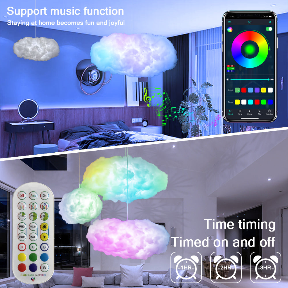 USB Cloud Light APP Control Music Synchronization 3D RGBIC Ambient Light Simulation Clouds