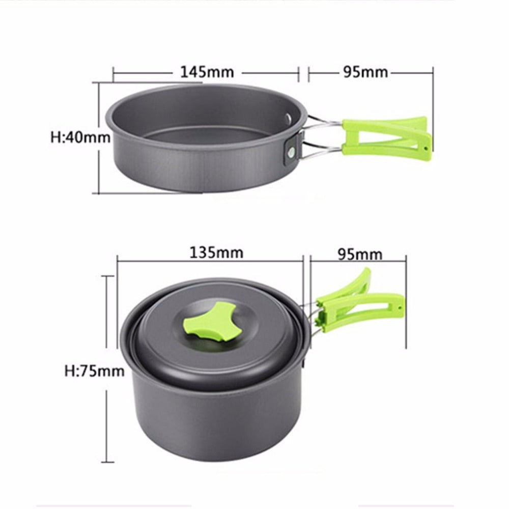 Outdoor Camping Pot Portable Combination 9 Piece Set